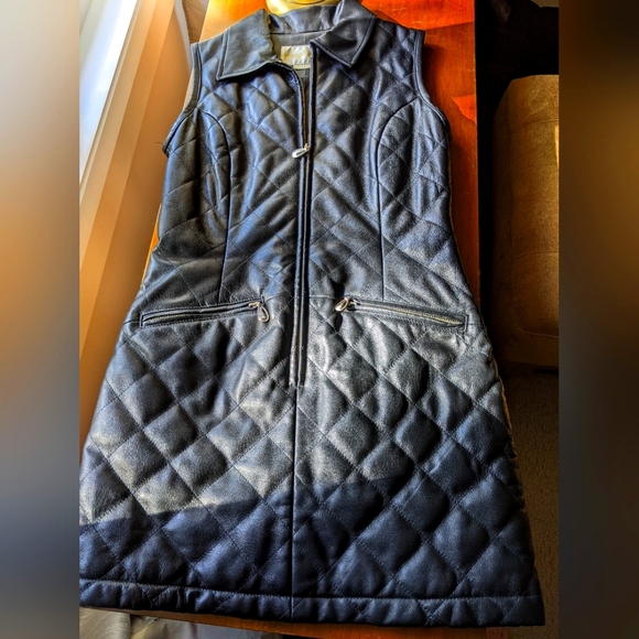 Leather Quilted Mini Dress - Picture 8 of 17